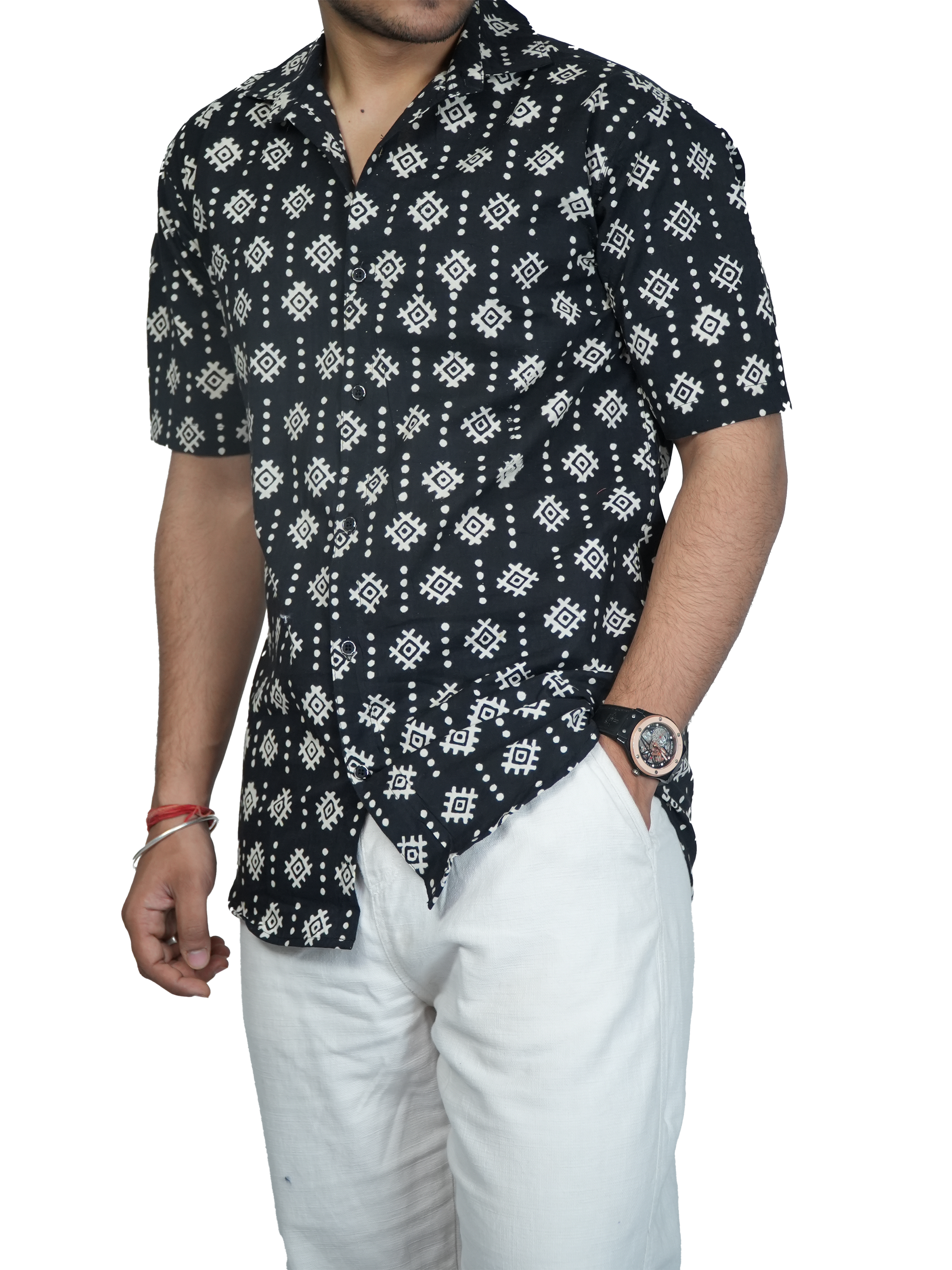 Black Mandala Grid Shirt