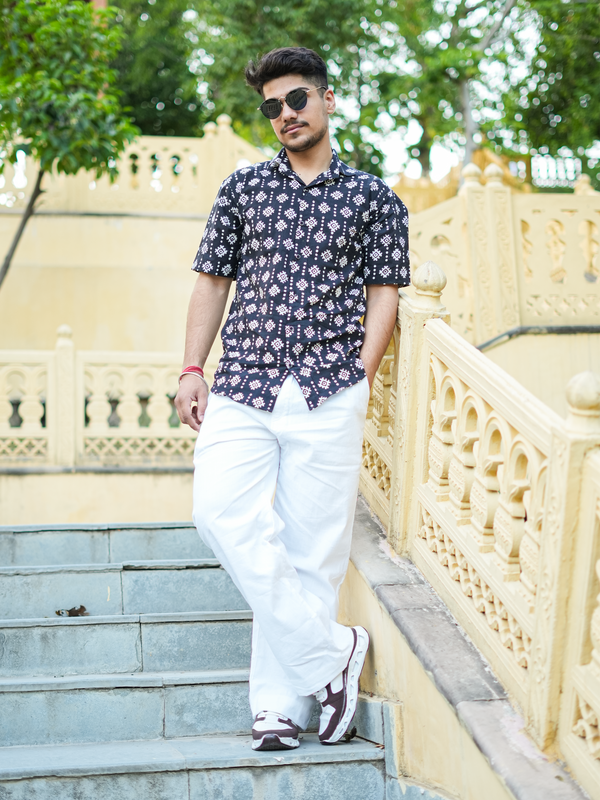 Black Mandala Grid Shirt