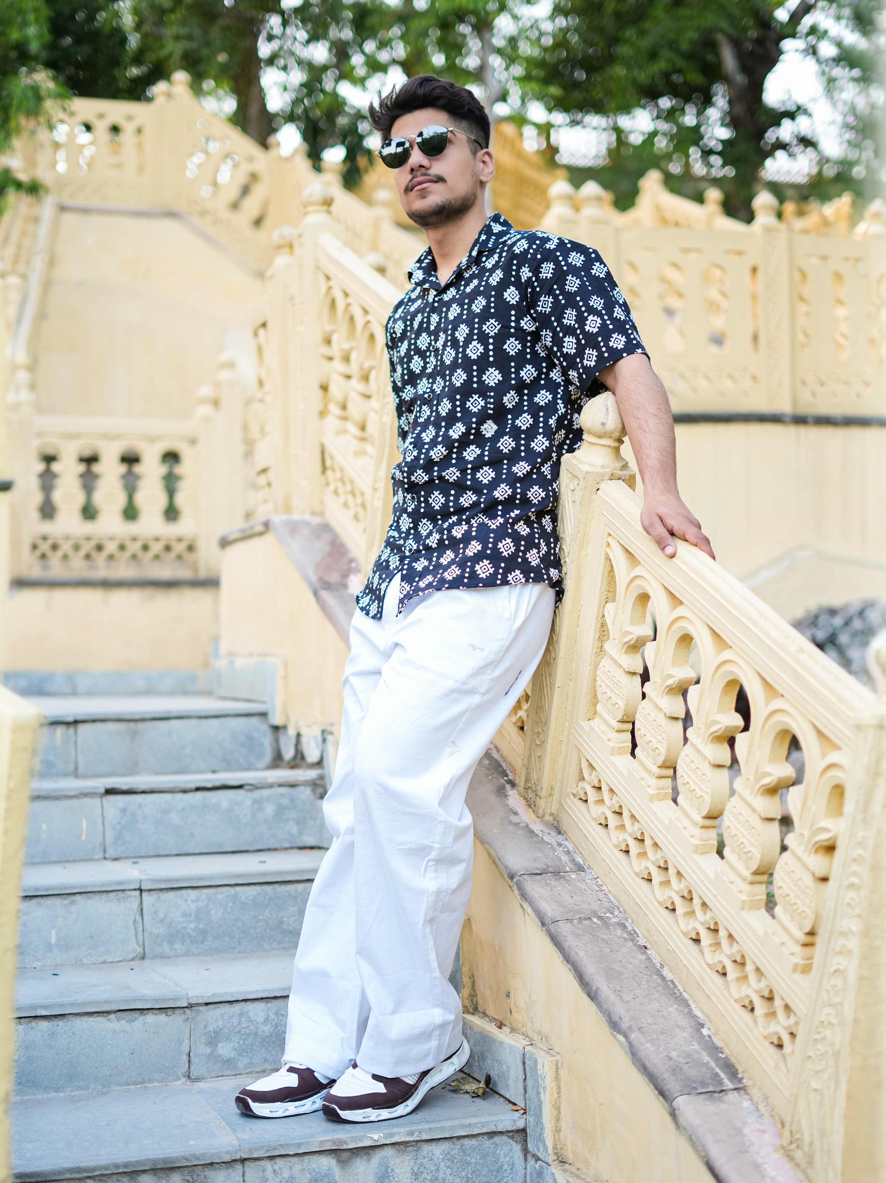 Black Mandala Grid Shirt