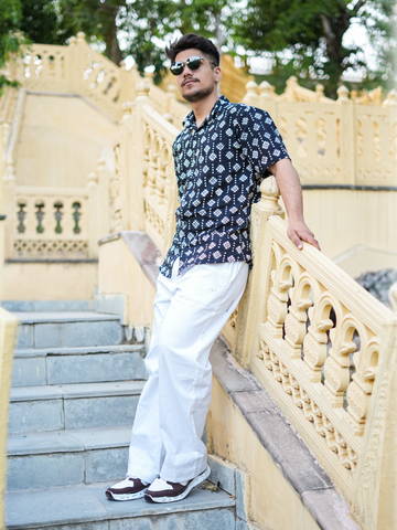 Black Mandala Grid Shirt