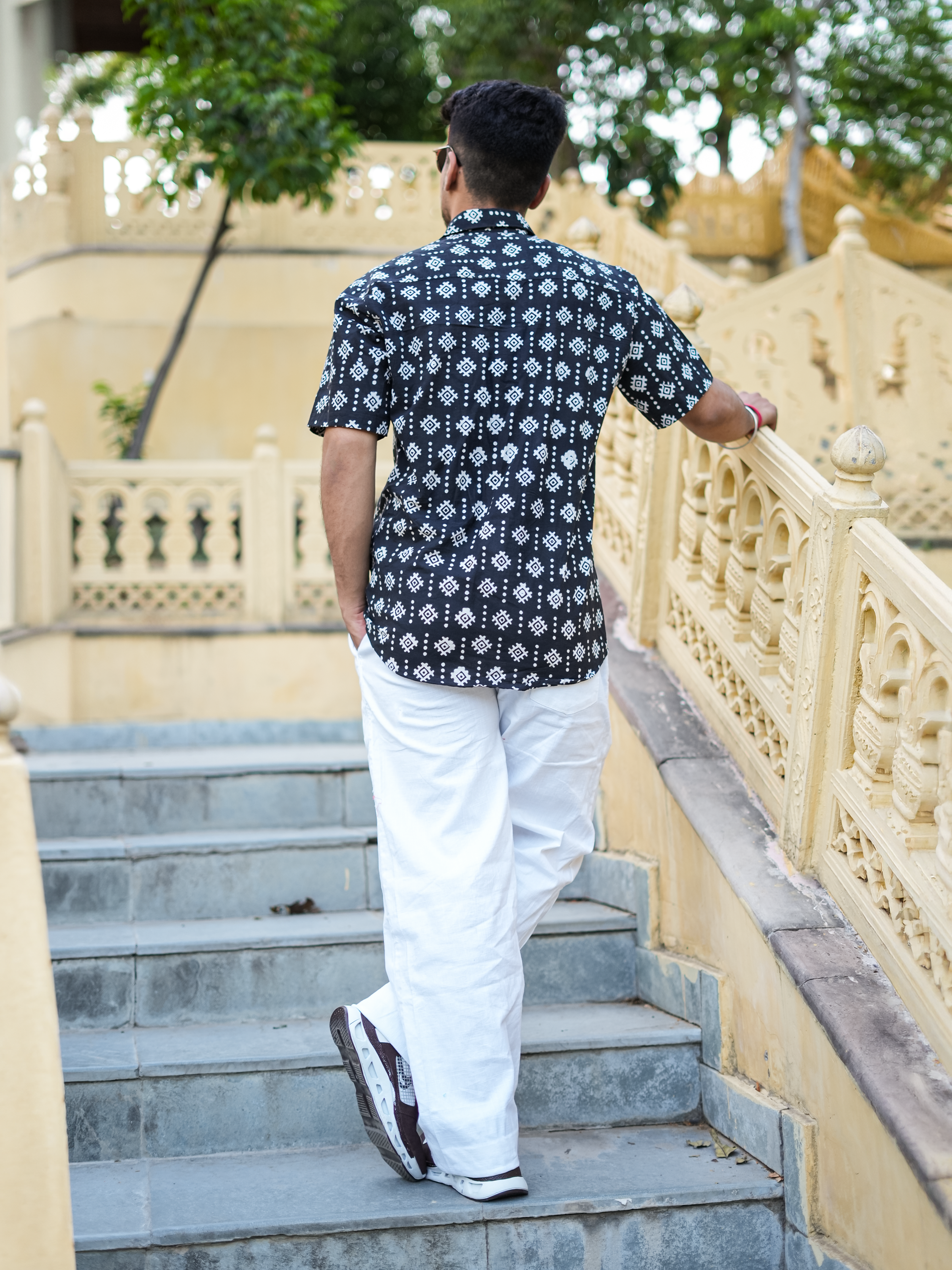 Black Mandala Grid Shirt