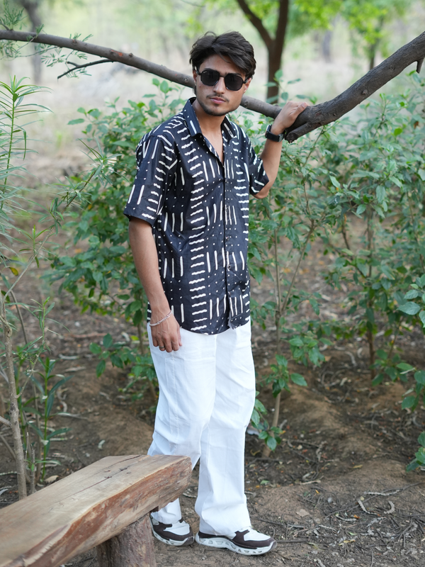 Black Taal Grid Shirt