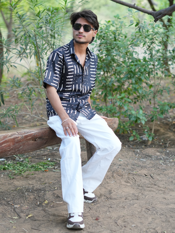 Black Taal Grid Shirt